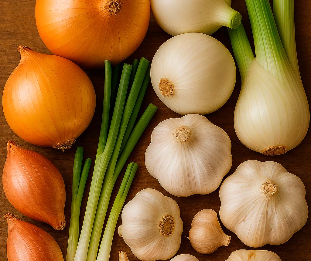 una amplia variedad de hortalizas de Bulbos