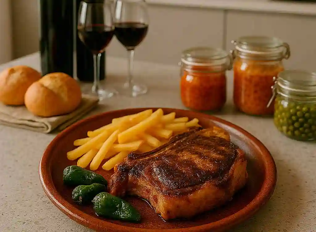 una receta de chuleton a la brasa preparado en casa