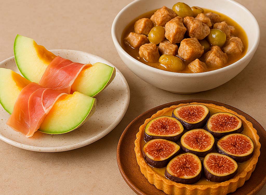 una variedad de recetas de frutas de verano