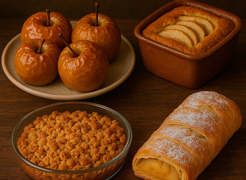 una amplia variedad de postres elaborados con frutas de pepitas