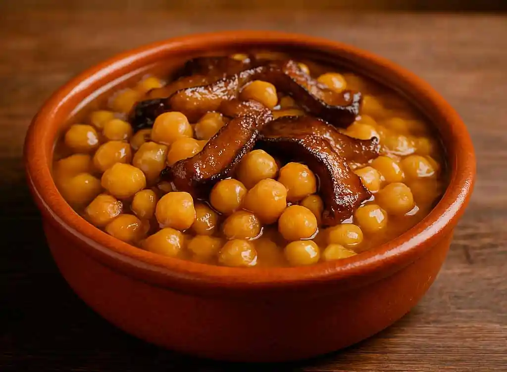 La sugerencia de presentación de los garbanzos con shiitake