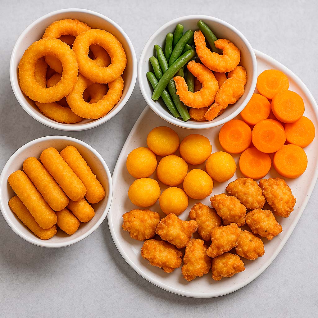 Una amplia variedad de guarniciones fritas