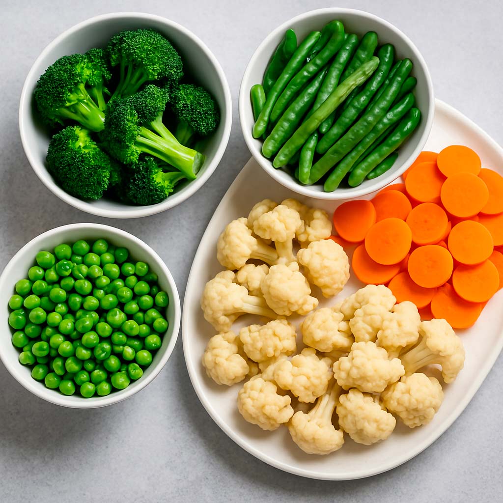 Una amplia variedad de guarniciones hechas con verduras