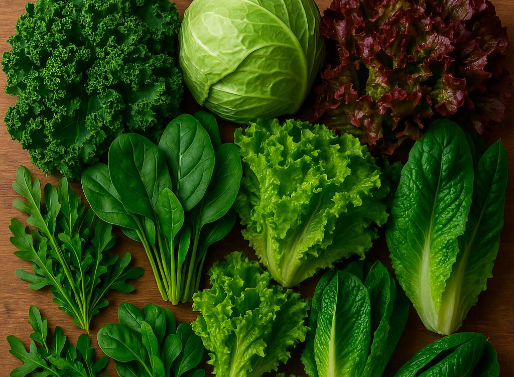 una amplia variedad de hortalizas de hoja