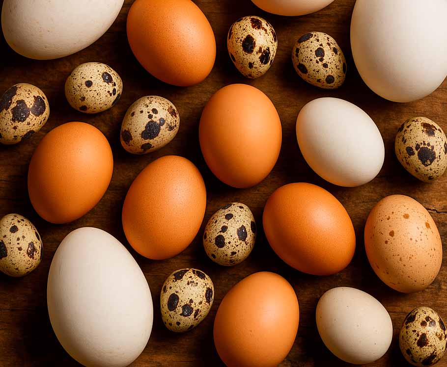 una variedad de huevos que sirve para representar los peligros del huevo