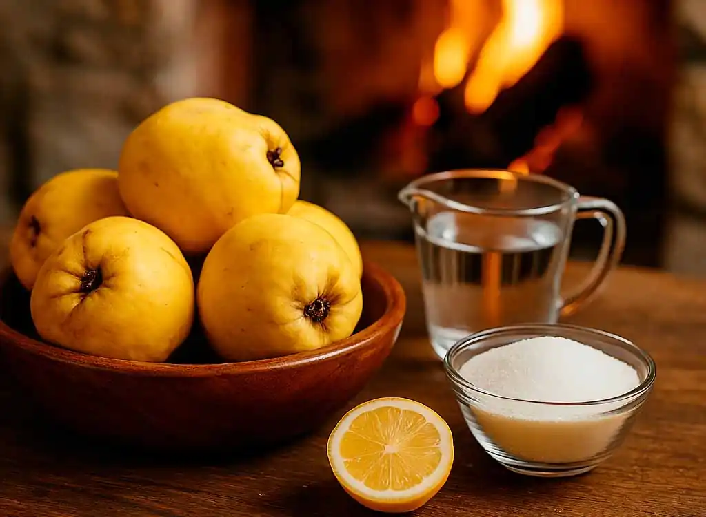 los ingredientes necesarios para la receta de dulce de membrillo