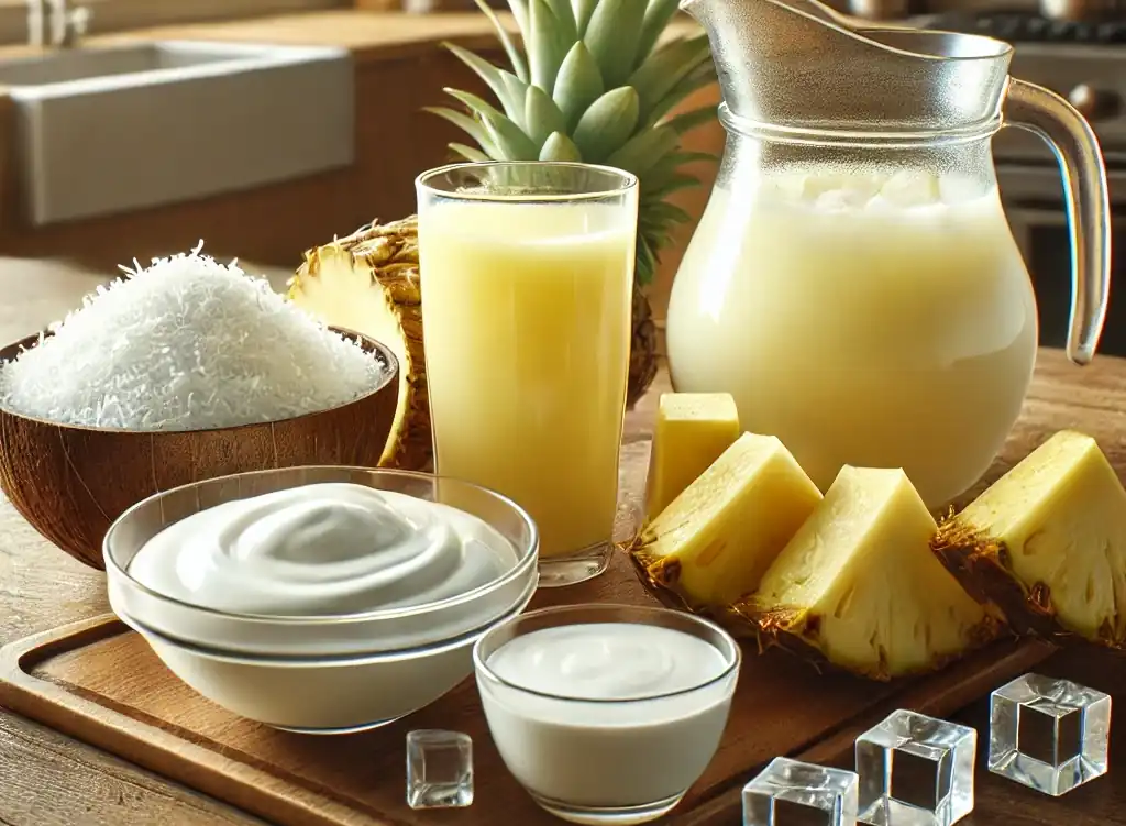 Los ingredientes necesarios para la receta de piña colada sin alcohol