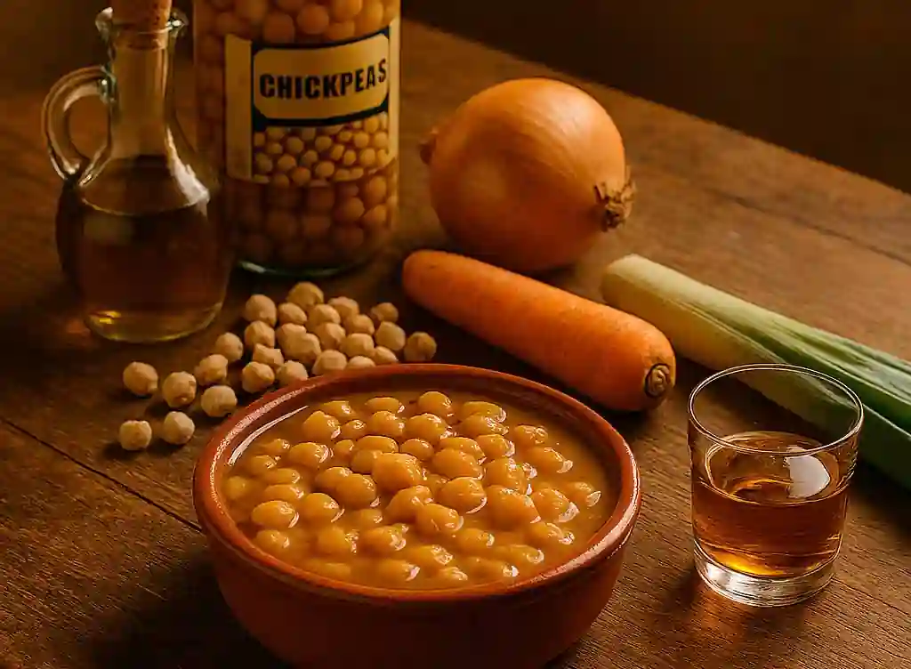 Los ingredientes necesarios para hacer la receta de garbanzos con shiitake