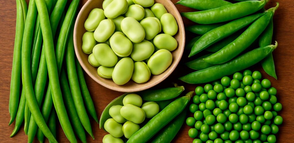 una amplia variedad de legumbre verde