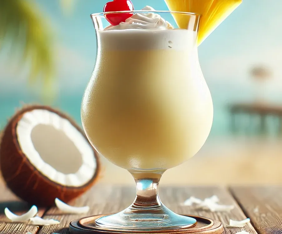 la sugerencia de presentación de la receta de piña colada