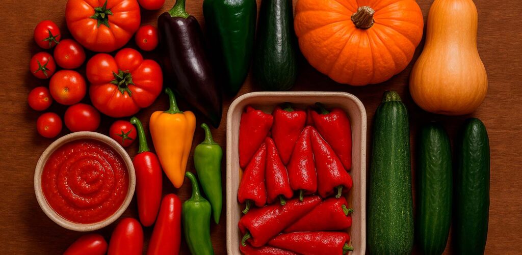 Una amplia variedad de frutos hortaliza