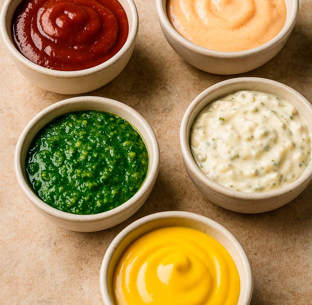 Una amplia variedad de salsas para carnes y pescados