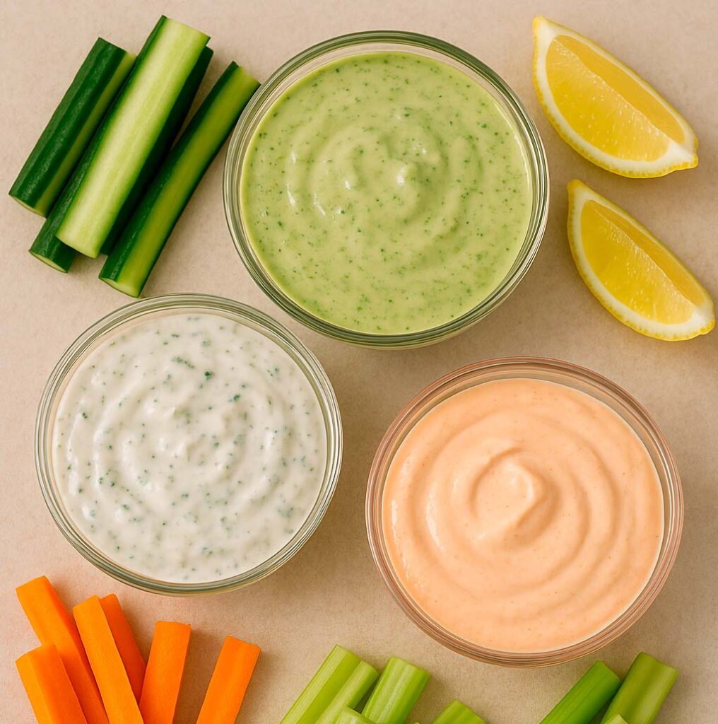 una variedad de salsas frías y ligeras