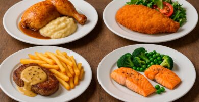 Un amplio surtido de segundos platos con carne y pescado