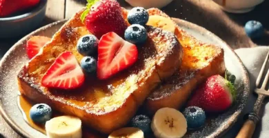 la sugerencia de presentación de las tostadas francesas como parte de un menú de brunch